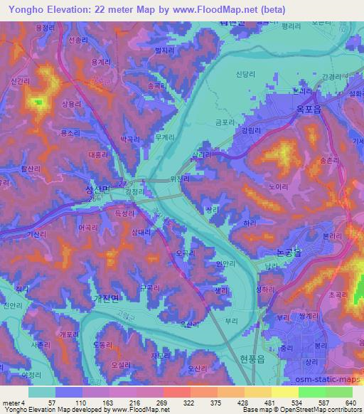 Yongho,South Korea Elevation Map