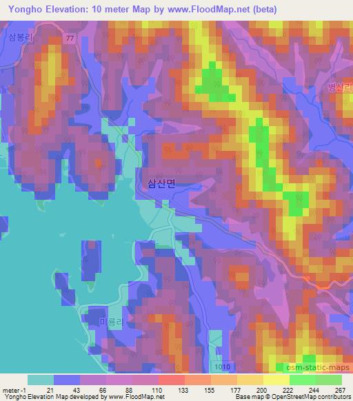 Yongho,South Korea Elevation Map