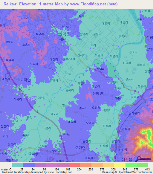 Reika-ri,South Korea Elevation Map