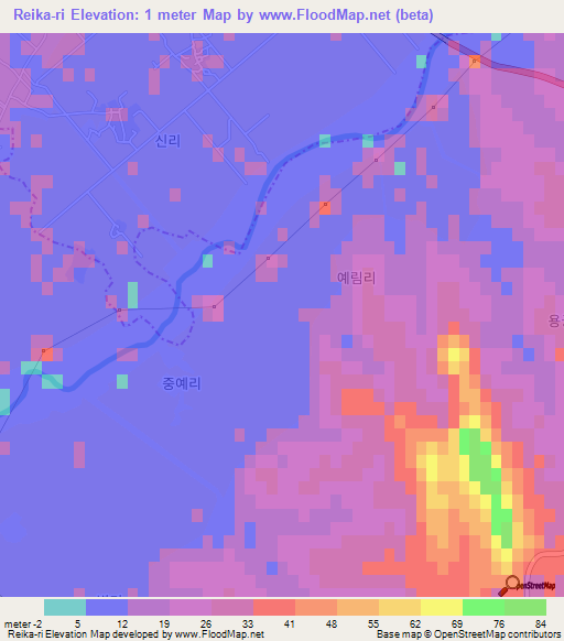 Reika-ri,South Korea Elevation Map