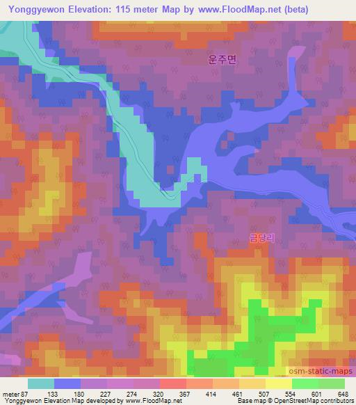 Yonggyewon,South Korea Elevation Map