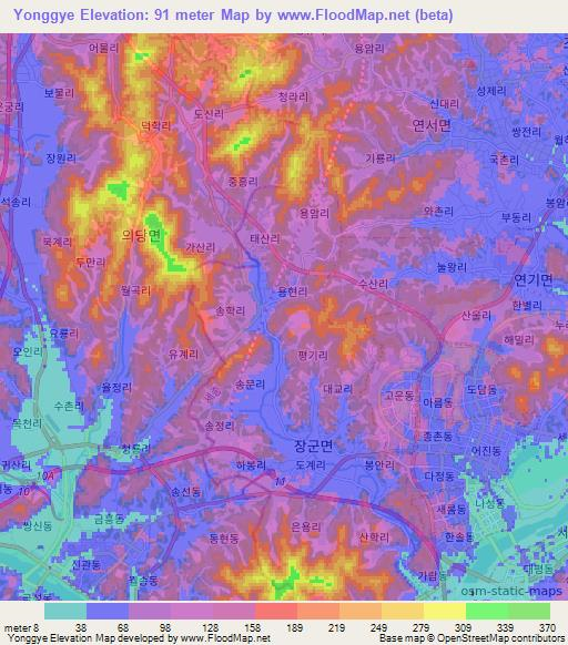 Yonggye,South Korea Elevation Map