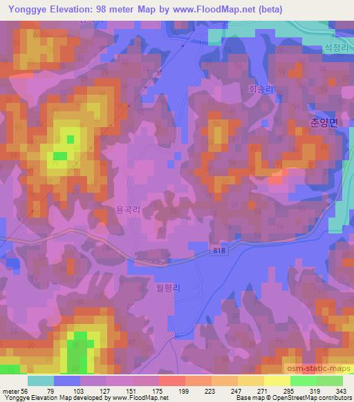 Yonggye,South Korea Elevation Map