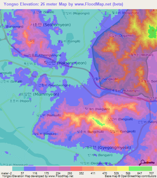 Yongso,South Korea Elevation Map