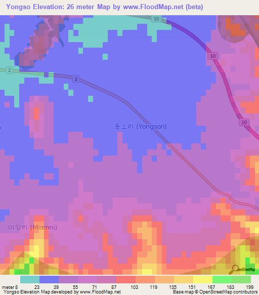 Yongso,South Korea Elevation Map