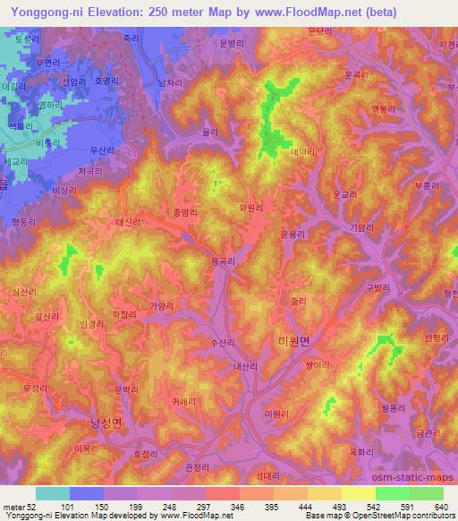 Yonggong-ni,South Korea Elevation Map