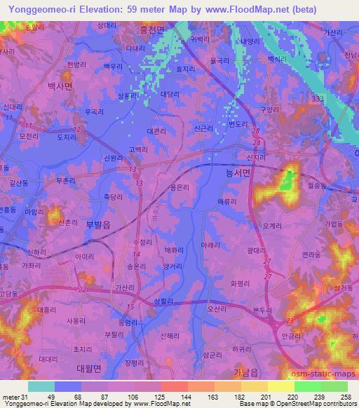 Yonggeomeo-ri,South Korea Elevation Map