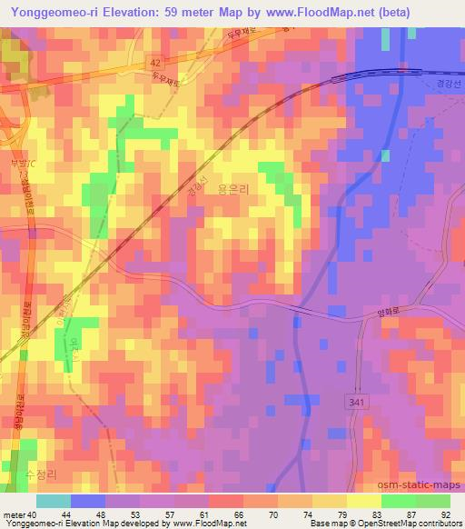 Yonggeomeo-ri,South Korea Elevation Map
