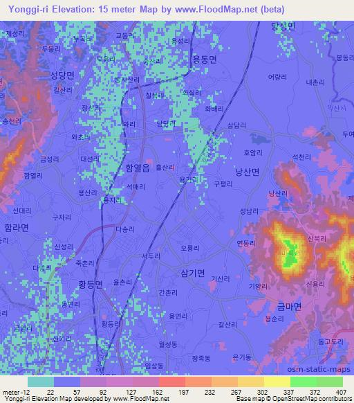 Yonggi-ri,South Korea Elevation Map