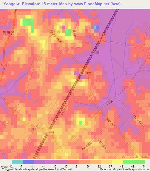 Yonggi-ri,South Korea Elevation Map