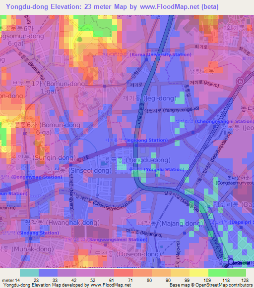 Yongdu-dong,South Korea Elevation Map
