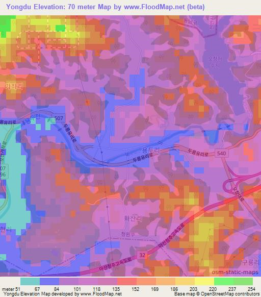 Yongdu,South Korea Elevation Map