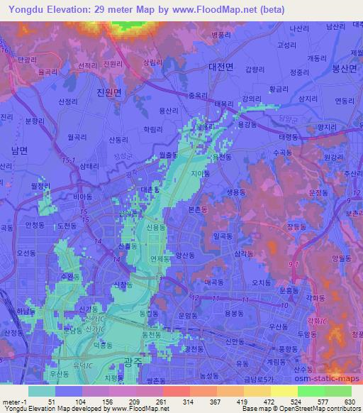 Yongdu,South Korea Elevation Map