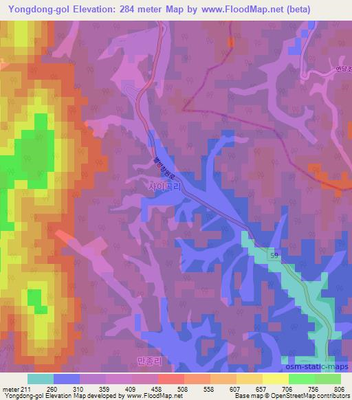 Yongdong-gol,South Korea Elevation Map