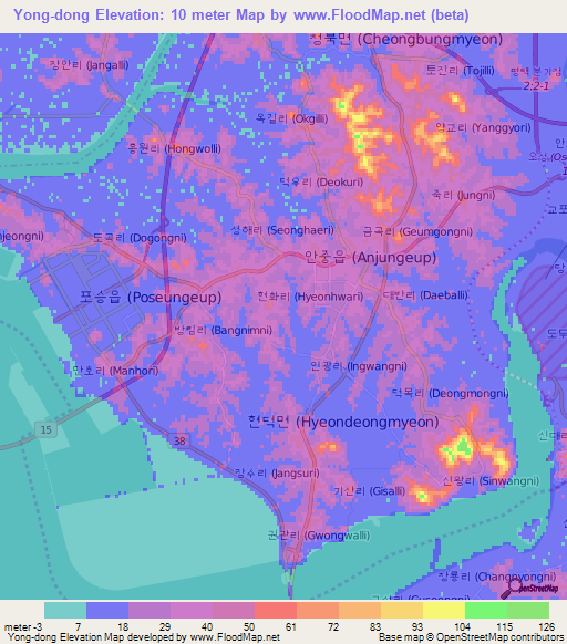 Yong-dong,South Korea Elevation Map