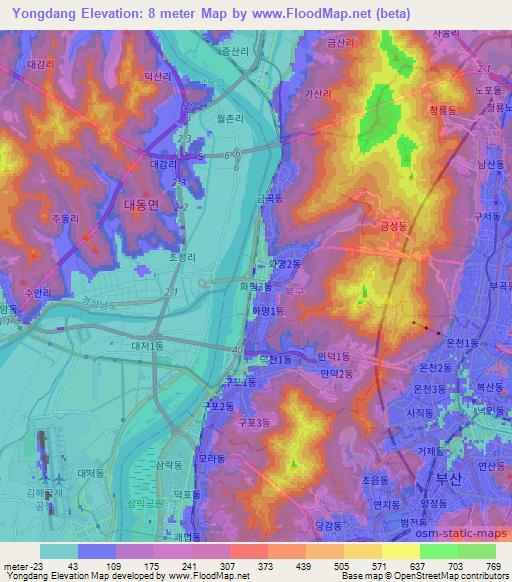 Yongdang,South Korea Elevation Map