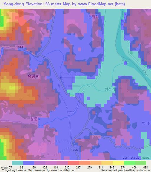 Yong-dong,South Korea Elevation Map