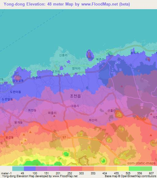 Yong-dong,South Korea Elevation Map