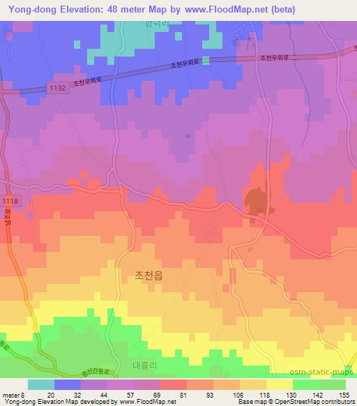 Yong-dong,South Korea Elevation Map