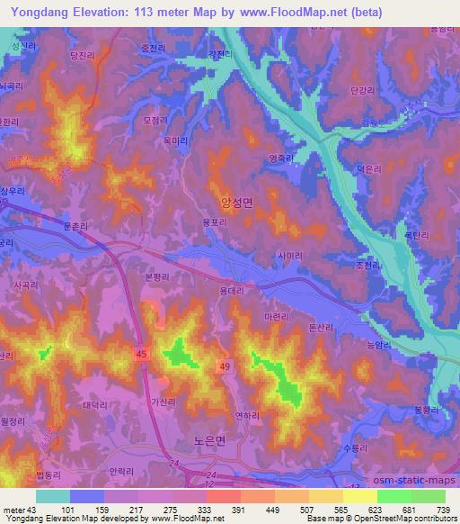 Yongdang,South Korea Elevation Map