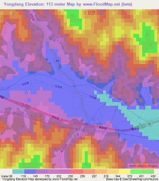 Yongdang,South Korea Elevation Map