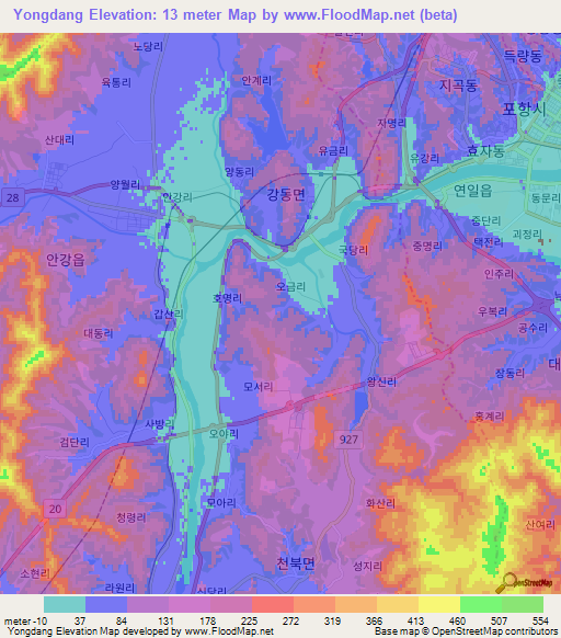 Yongdang,South Korea Elevation Map