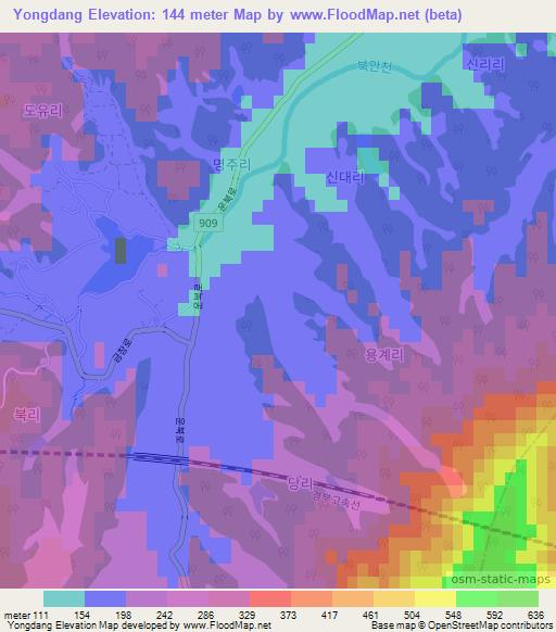 Yongdang,South Korea Elevation Map