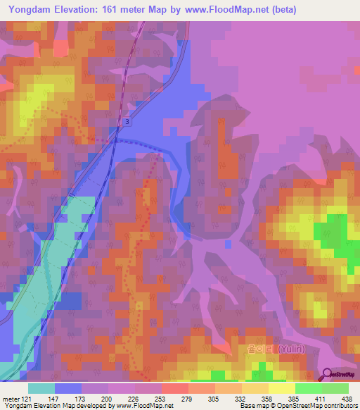 Yongdam,South Korea Elevation Map