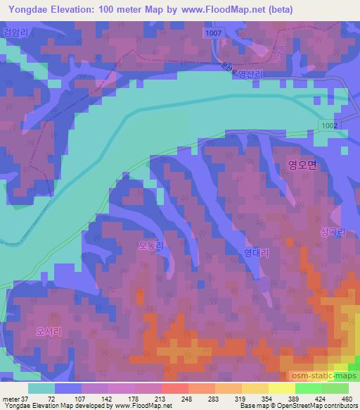 Yongdae,South Korea Elevation Map