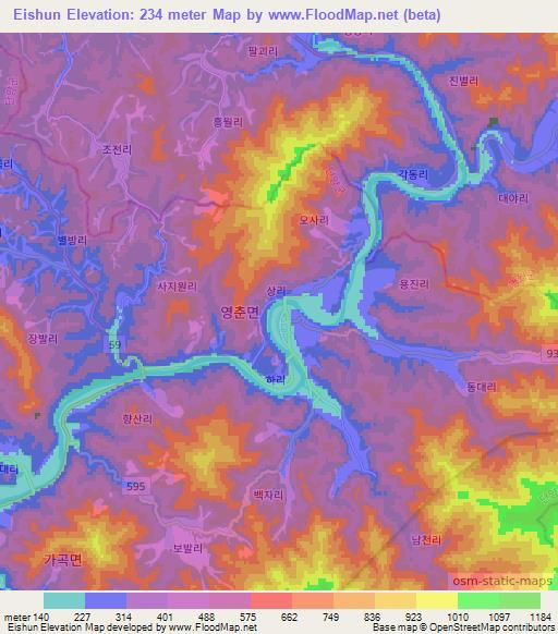 Eishun,South Korea Elevation Map