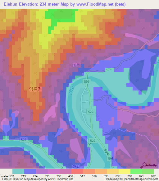 Eishun,South Korea Elevation Map