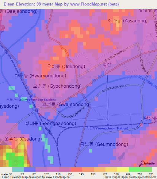 Eisen,South Korea Elevation Map