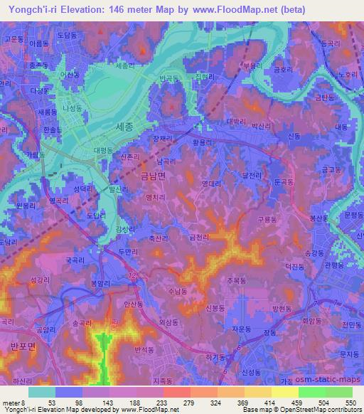 Yongch'i-ri,South Korea Elevation Map