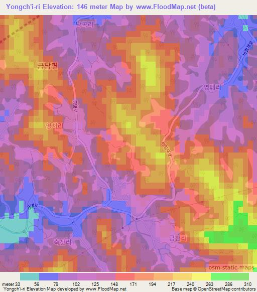 Yongch'i-ri,South Korea Elevation Map