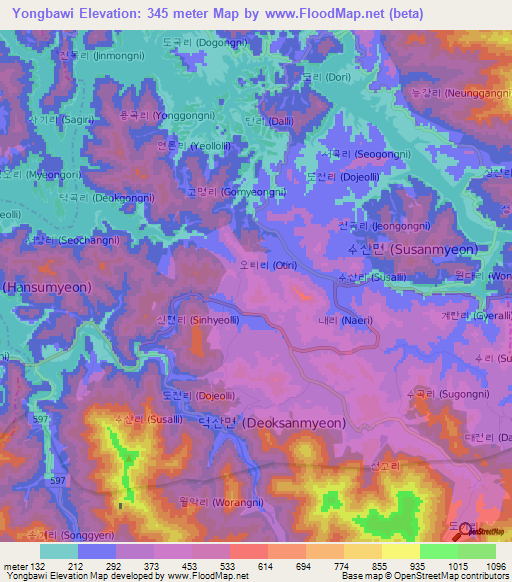 Yongbawi,South Korea Elevation Map