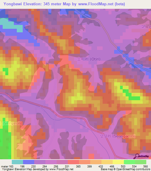 Yongbawi,South Korea Elevation Map