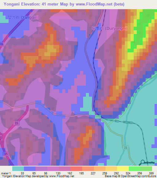 Yongani,South Korea Elevation Map