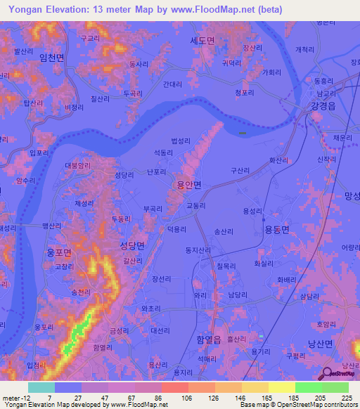 Yongan,South Korea Elevation Map