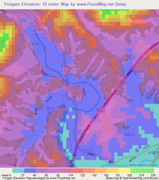 Yongam,South Korea Elevation Map