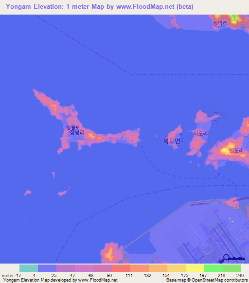 Yongam,South Korea Elevation Map