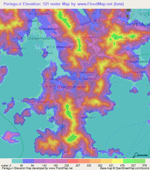 Periegu-ri,South Korea Elevation Map