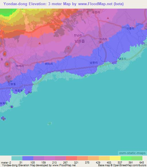 Yondae-dong,South Korea Elevation Map