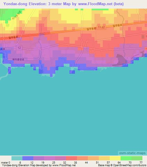 Yondae-dong,South Korea Elevation Map