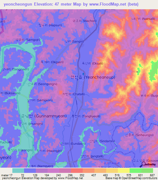 yeoncheongun,South Korea Elevation Map