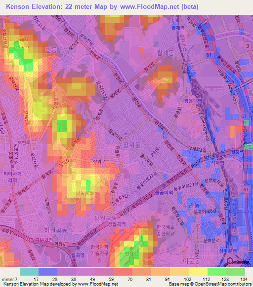 Kenson,South Korea Elevation Map