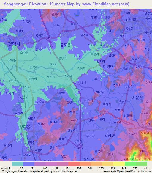 Yongbong-ni,South Korea Elevation Map