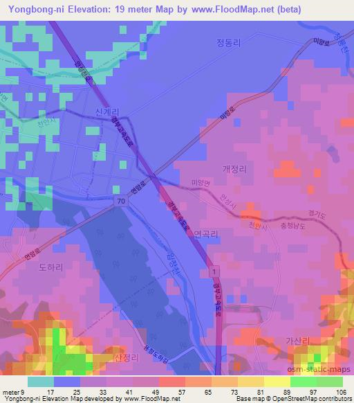 Yongbong-ni,South Korea Elevation Map