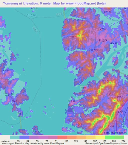 Yomsong-ni,South Korea Elevation Map