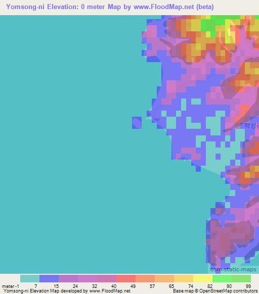 Yomsong-ni,South Korea Elevation Map