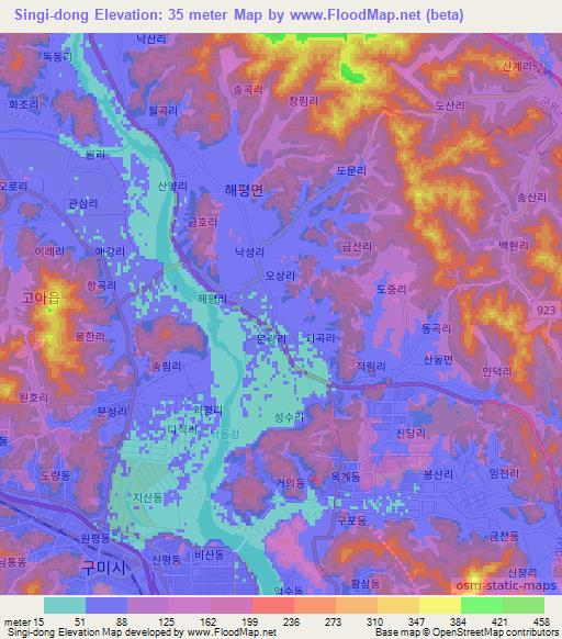 Singi-dong,South Korea Elevation Map